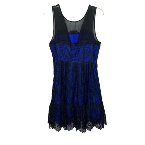 NWT Anthropologie Moulinette Soeurs Size 8 Blue Black Lace Party Dress $178 - Picture 12 of 12